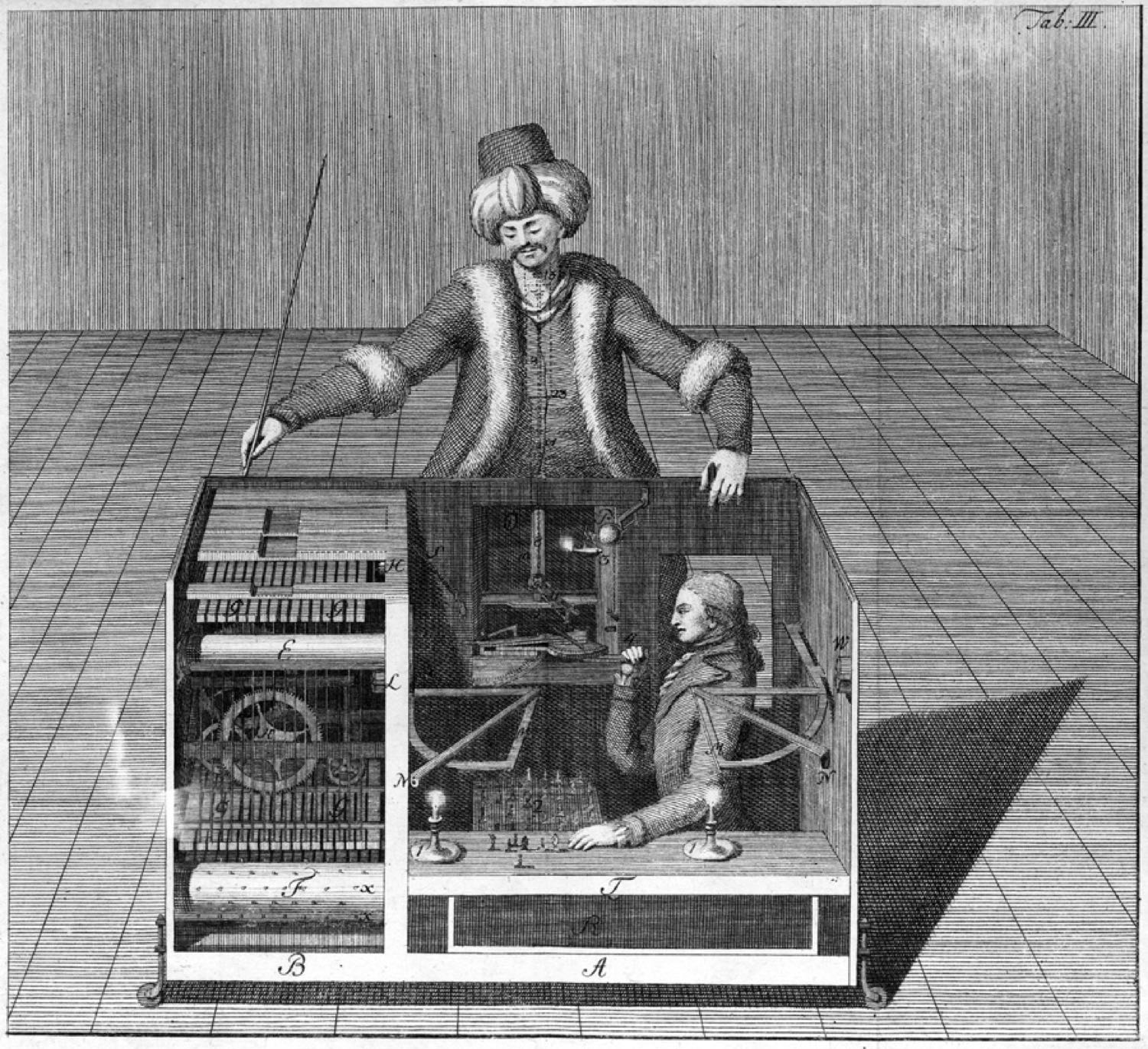 18th-century engraving of von Kempelen's chess-playing Turk automaton